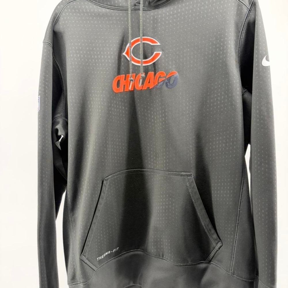 Nike On Field, Chicago Bears, Hoodie Therma Fit Sweatshirt Gray Hood Men's Large